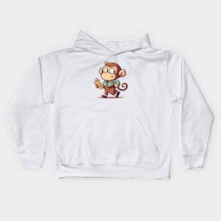 Cartoon Cute Monkey Boy Bringing Money Kids Hoodie